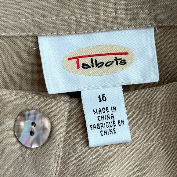 Talbots Linen Blend Scoop Neck Sleeveless Shift Maxi Dress in Tan, Size 16 - Picture 3 of 10